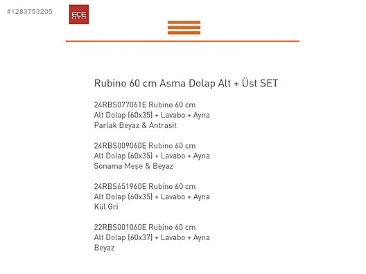 İkinci El ve Sıfır Alışveriş / Bahçe & Yapı Market / Yapı Malzemeleri / Banyo & Mutfak / Banyo Dolabı