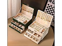 3 katlı takı kutusu kilit mekanızmalı taşınabilir