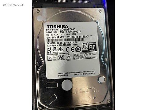 Toshiba marka, 500GB kapasiteli sata 2.5MQ01ABD050 Sağlık %98 on