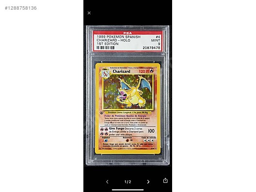 Game Cards / Psa-9 Charizard 1st edition pokemon kartı on