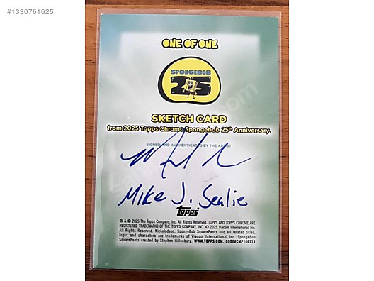 Sponge Bob - Topps Chrome - Patrick 1/1 imzalı sketch kart