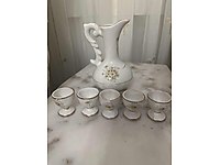 Vintage 5li Likör / Dekoratif Sürahi Seti Altın Yaldızlı