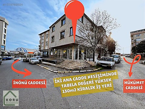 KORU GAYRİMENKUL'DEN 130m2 KİRALIK İŞ YERİ İNÖNÜ CADDEYE CEPHE   - 1079762024