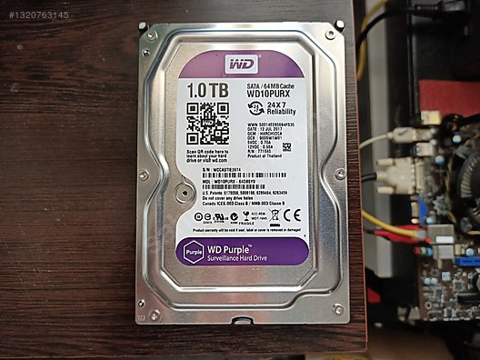WD Purple WD10PURX 1TB Sata III 64mb Cache HDD (%100 Sağlık