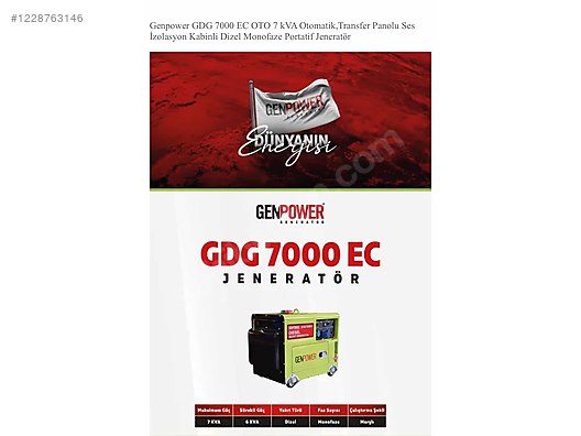 Genpower GDG 7000 EC OTO 7 kVA Otomatik Jeneratör - SIFIR