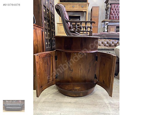 rustik yuvarlak mini bar dolabi mudo