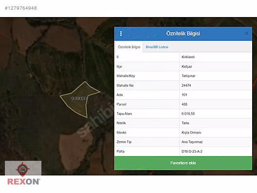 KIRKLARELİ KOFÇAZ TATLIPINAR KÖYÜNDE SATILIK 6016 M² TARLA #1279764948