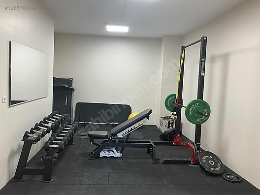 Dumbell set, squat rack, bar, z bar, koşu bandı, bench, sehpa