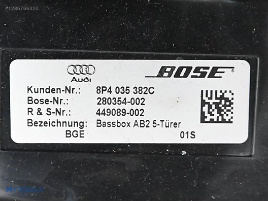 Hoparlör / Subwoofer / Audi A3 Bose Koltukaltı Subwoofer Hoparlör