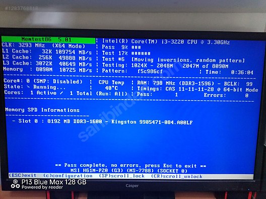Kingston 8 GB 1600 MHz DDR3 CL11 KVR16N11/8 Ram - RAM Bellek ve Tüm Masaüstü Bilgisayar Parçaları sahibinden.com'da