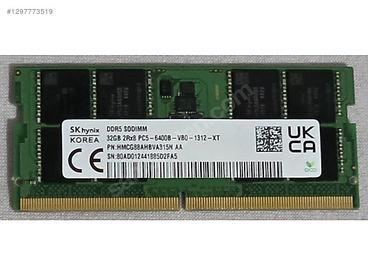 SK HYNIX 32GB DDR5 6400MHZ CL52 TEK MODÜL SODIMM LAPTOP RAM