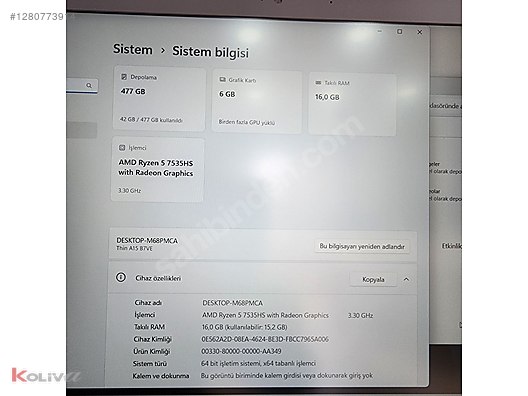İkinci El ve Sıfır Alışveriş / Bilgisayar / Dizüstü (Notebook) / Laptop / MSI