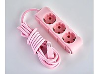 Ufo 3lü Grup Priz Topraklı Pembe Renkli 2 Metre