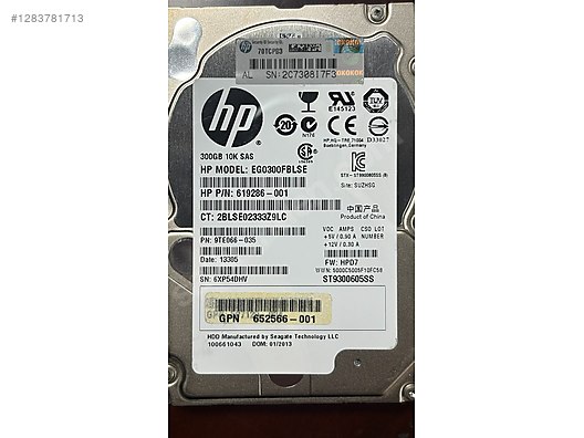 HP 300GB 10K SAS Hard Disk - Harddisk (Dahili) ve Tüm Masaüstü Bilgisayar Parçaları sahibinden.com'da