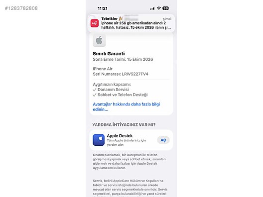 İkinci El ve Sıfır Alışveriş / Cep Telefonu & Aksesuar / Cep Telefonu / Apple / iPhone Air