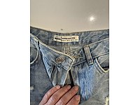 Stradivarius Çizgili Bantlı Kadın Kot Şort #1278784242