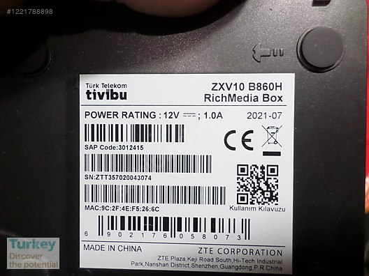 Tivibu Zte ZXV10 B860H Richmedia Box Uydu Alıcısı at sahibinden