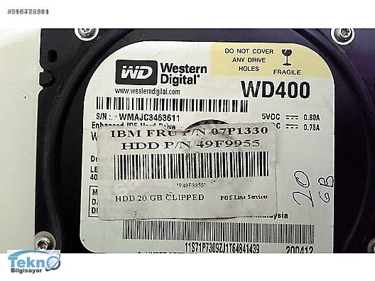 Western Digital Wd400 Gb 70 Rpm 3 5 gb Ide At Sahibinden Com