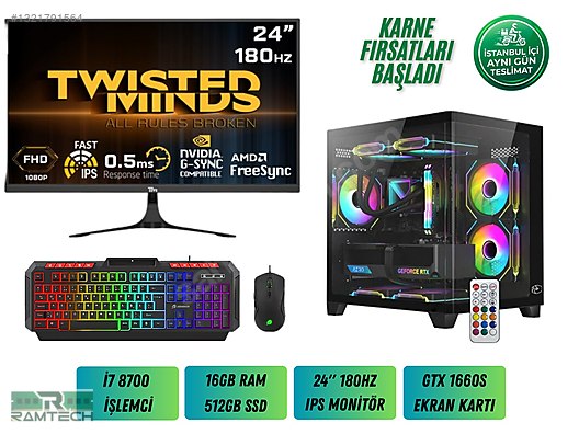 Toplama / Akvaryum Full Set | İ7 8700 16GB 512GB GTX1660 S 24
