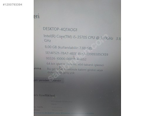 ECS H61H2-MV 1155PİN ANAKART+İ5 3570S İSLEMVİ+8GB RAM +FAN+PANEL - Anakart ve Tüm Masaüstü Bilgisayar Parçaları sahibinden.com'da