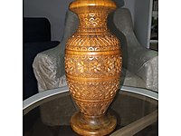 Eski Kusursuz Ahşap Vazo