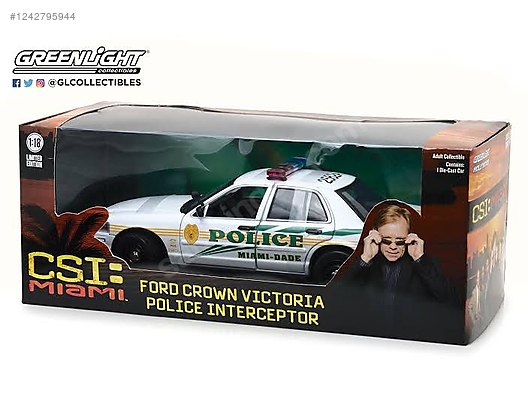 Ford Crown Victoria Csi Miami Police Interceptor 1:18 Ölçek on
