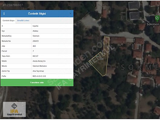 İFA'DAN ISPARTA ATABEY SÖKMEN MAHALLESİNDE SATILIK MÜSTAKİL EV #1259796027