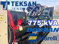 775 kVA TEKSAN JENERATÖR 69 SAATTE DOOSAN MOTOR MARELLİ ALTERNAT #1283801744