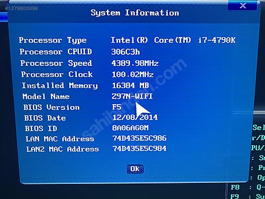 İ7-4790K + GIGABYTE GA-Z97N-WIFI Mini-ITX + 16 GB RAM - Anakart ve Tüm Masaüstü Bilgisayar Parçaları sahibinden.com'da