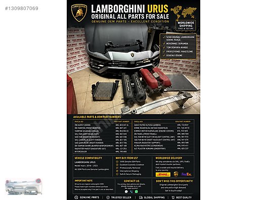 Lamborghini Urus 2018-2022 Orijinal Ön Tampon + Kaput + Izgara +