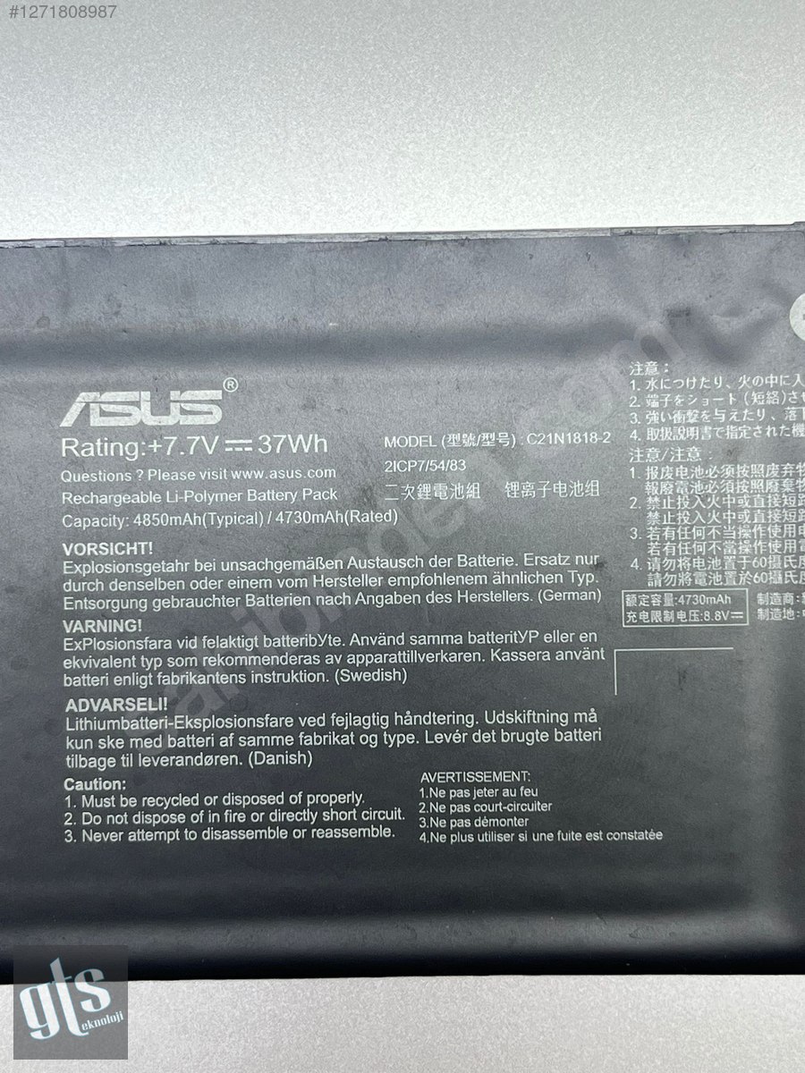 Asus D509 R515 F412 X409 X412 X415 X515 Batarya Pil C21N1818-2 ...