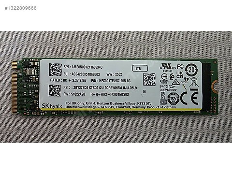 SK Hynix 1TB NVMe PCIe Gen4x4 SSD sahibinden.comda - 1322809666