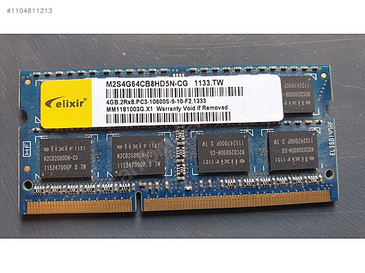 Brug for hungersnød teknisk Elixir 4GB DDR3 1333MHz Laptop RAM M2S4G64CB8HD5N-CG at sahibinden.com -  1104811213