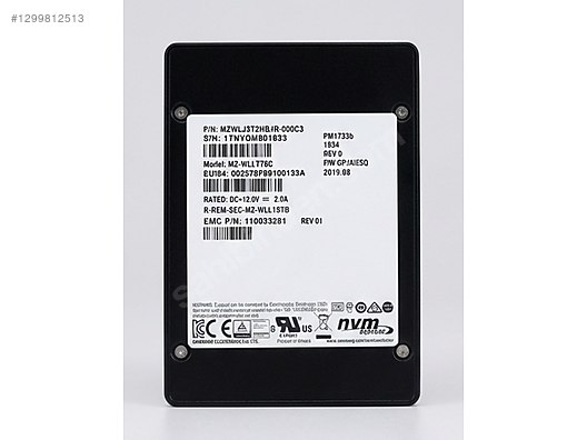 Dell 7.68TB Enterprise U.2 NVMe SSD - 2.El (Sağlık %80-%100