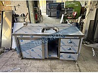 PASLANMAZ İMALATTAN DOLAPLI EVYE ÇEKMECELİ KROM TEZGAH 190 CM #1283812946