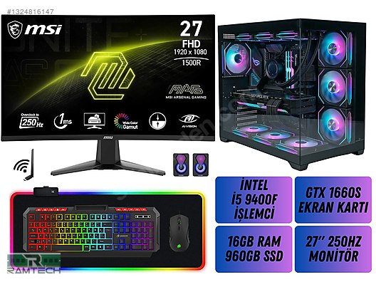 Toplama / i5 9400F | Gtx 1660s | 16GB Ram | 960GB SSD | 27'' 250Hz