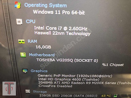 Toshiba / Toshiba Satellite P50-B-11P sahibinden.comda - 1245822674