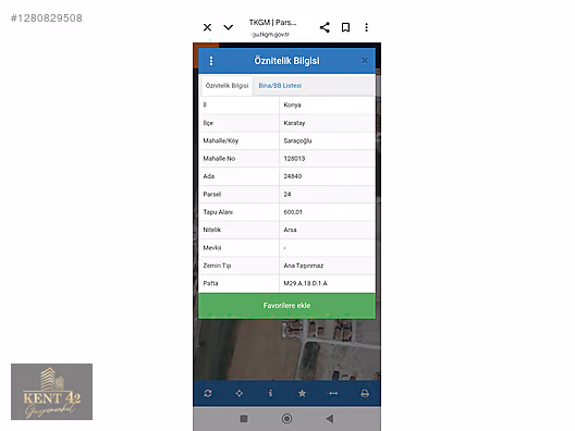 KENT 42'DEN KARATAY SARAÇOĞLU DA SATILIK İMARLI ARSA #1280829508
