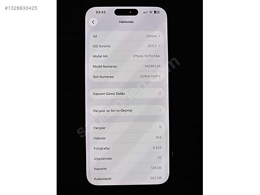 Apple / iPhone 14 Pro Max / Yurtdışı kayıtlı temiz ıphone 14 pro