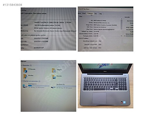 Dell / DEL ÇOK TEMİZ İ5 7.NESİL TURBO 3.90GHZ 16GB RAM 256 GB SSD+