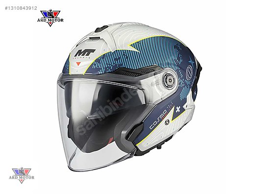 MT HELMETS COSMO SV LAYOUT C7 MAT GÜNEŞ VİZÖRLÜ YARIM KASK - Açık