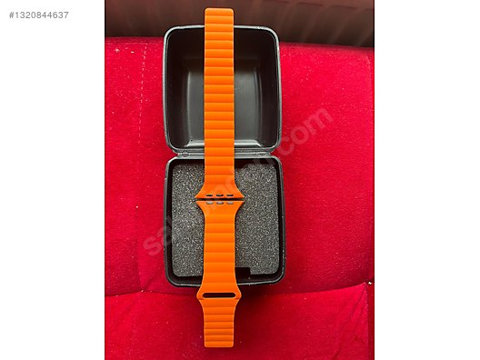 PAZARLIKSIZ Mıknatıslı Apple Watch Turuncu Kordon 44/45/46/49mm
