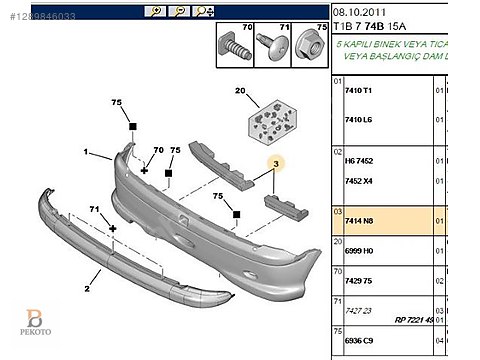 PEUGEOT 206 ARKA TAMPON DARBE EMİCİ 7414.N7 7414.N8 - İlan ve