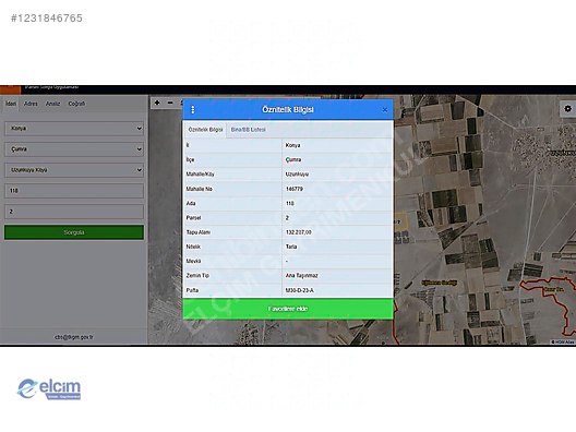 GÜNEŞ ENERJİ SİSTEMİNE UYGUN SATILIK 132.000 m2 SULAK TARLA #1231846765