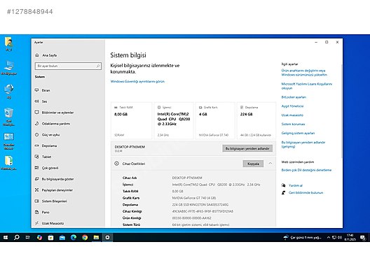 İNTEL Q8200 İŞL 8 GB DDR3 RAM 240 GB SATA SSD 4 GB GT740 EKR K - Alışveriş :: Sıfır, İkinci El Ürünlerle sahibinden.com'da