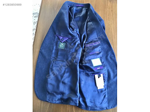 Ramsey Mavi İnce Grı Çizgili 50/6 Drop Yün Ceket. - Ramsey Erkek Ceket Modelleri