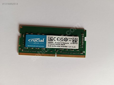 crucial 8GB DDR4 RAM 3200 sahibinden.comda - 1316852514