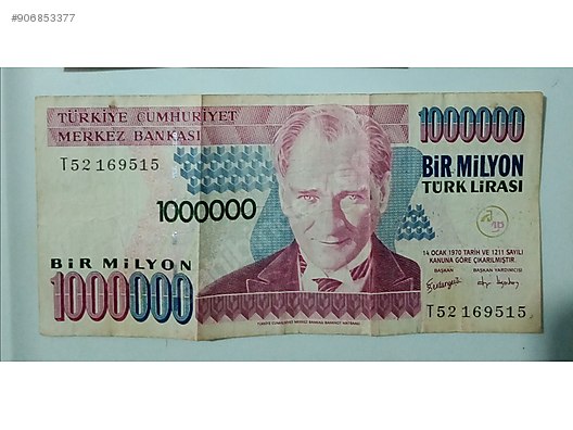 eski 1 milyon koleksiyonluk yerli kagit paralar sahibinden com da 906853377