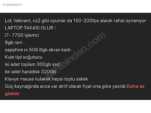 İkinci El ve Sıfır Alışveriş / Bilgisayar / Masaüstü / Modeller / Toplama