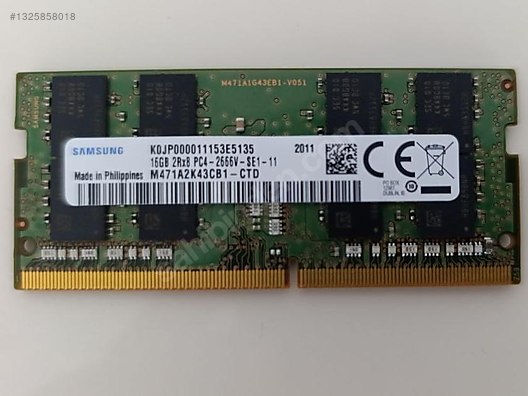 Samsung 16 GB DDR4 2666 MHz CL19 Notebook Ram TEK PARÇA sahibinden
